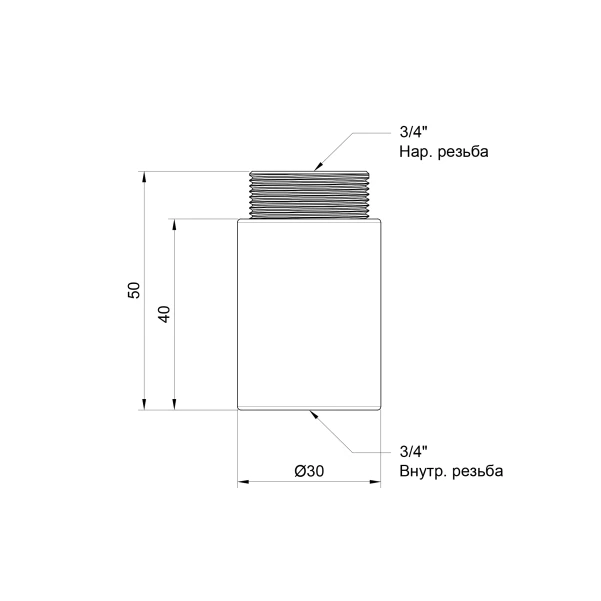 Удлинитель SD Plus 40х3/4" хром SD1302040 - 1 фото