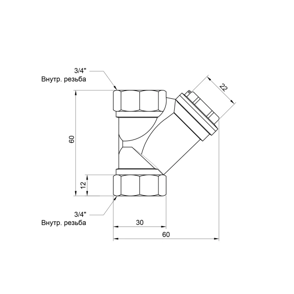 Фільтр грубої очистки Thermo Alliance Base 3/4"ВВ для води косий SD124W20 - 1 фото