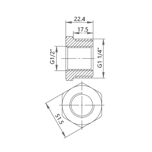 Футорка чугунная радиаторная 1" 1/4х1/2" ВН левая - 1 фото