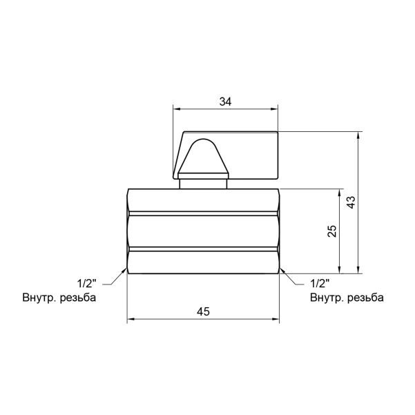 Кран шаровой SD Plus "Mini" 1/2" ВР SD187W15 - 1 фото