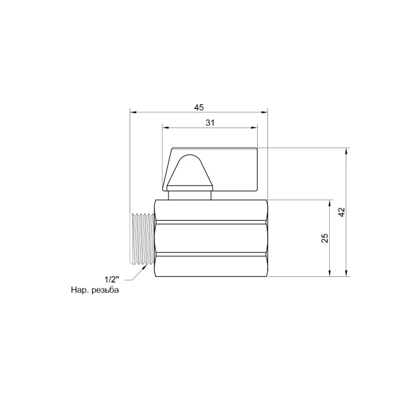 Кран кульовий Thermo Alliance Standart "Mini" 1/2" ВЗ SD188W15 - 1 фото