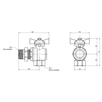 Кран кульовий "Американка" Thermo Alliance Standart кутовий 3/4" ВЗ SD222W20 - 1 фото