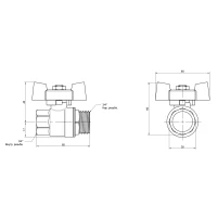 Кран кульовий Thermo Alliance Standart 3/4" ВЗ для води (метелик) SD607NW20PN40 - 1 фото