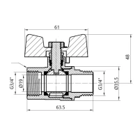 Кран шаровой SD Plus 3/4" ВН для газа (бабочка) SD607G20 - 1 фото