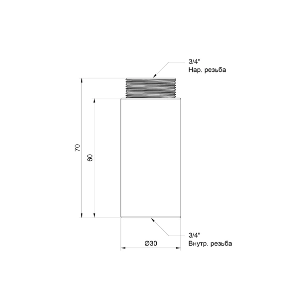 Удлинитель SD Plus 60х3/4" хром SD1302060 - 1 фото