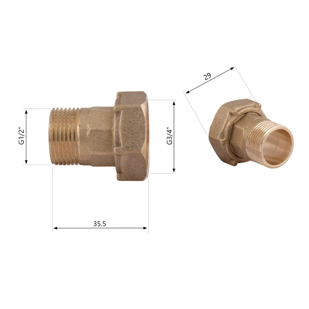 Комплект для счетчика SD Plus 1/2"Н х 3/4"В SD42915 - 1 фото