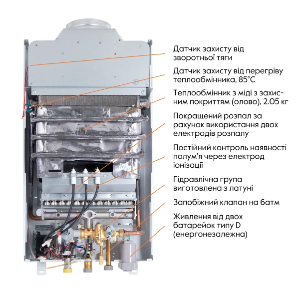 Колонка газова димохідна Thermo Alliance JSD20-10CR 10 л White - 7 фото