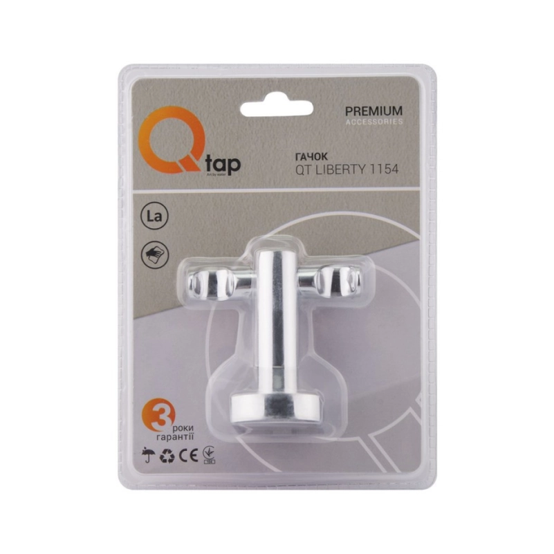 Крючок Qtap Liberty двойной QTLIBCRM1154 Chrome - 4 фото