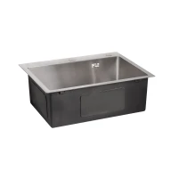 Мийка для кухні інтегрована Lidz Handmade H6050 (LDH6050BRU35371) Brushed Steel 3,0/1,0 мм - 3 фото