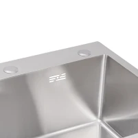 Мийка для кухні інтегрована Lidz Handmade H6050 (LDH6050BRU35371) Brushed Steel 3,0/1,0 мм - 5 фото