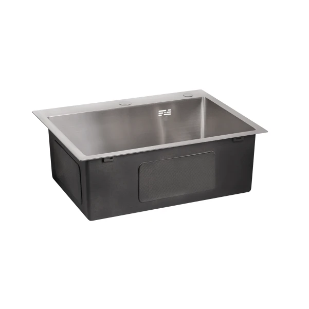 Мийка для кухні інтегрована Lidz Handmade H6050 (LDH6050BRU35371) Brushed Steel 3,0/1,0 мм - 3 фото