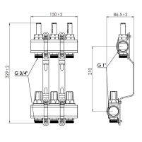 Колектор з витратомірами Thermo Alliance Forte 1" 3 виходи SF001W3 - 1 фото