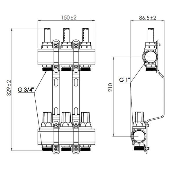 Колектор з витратомірами Thermo Alliance Forte 1" 3 виходи SF001W3 - 1 фото