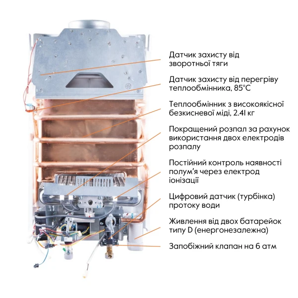Колонка газовая дымоходная Thermo Alliance JSD20-10N-QB 10 л EURO+ - 6 фото