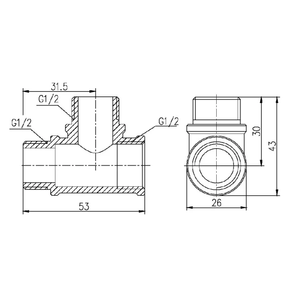 Трійник Thermo Alliance Forte 1/2" ВЗЗ SF36515 - 1 фото
