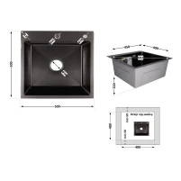Мийка для кухні інтегрована Lidz Handmade H5050B (LDH5050BPVD43619) Brushed Black PVD 3,0/1,0 мм - 1 фото