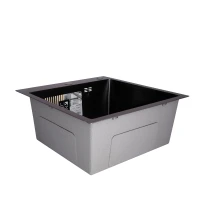Мийка для кухні інтегрована Lidz Handmade H5050B (LDH5050BPVD43619) Brushed Black PVD 3,0/1,0 мм - 2 фото