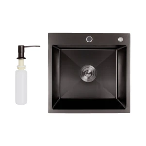 Мийка для кухні H5050B PVD інтегрована 3.0/0.8 мм Brush, 500х500/215 мм, Black Lidz