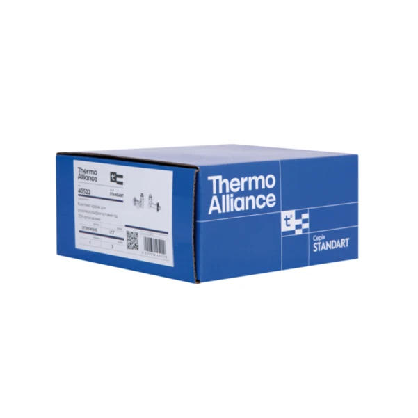 Комплект кранів Thermo Alliance Standart 1/2" хром, для рушникосушарки кутовий SF395W15HE - 7 фото