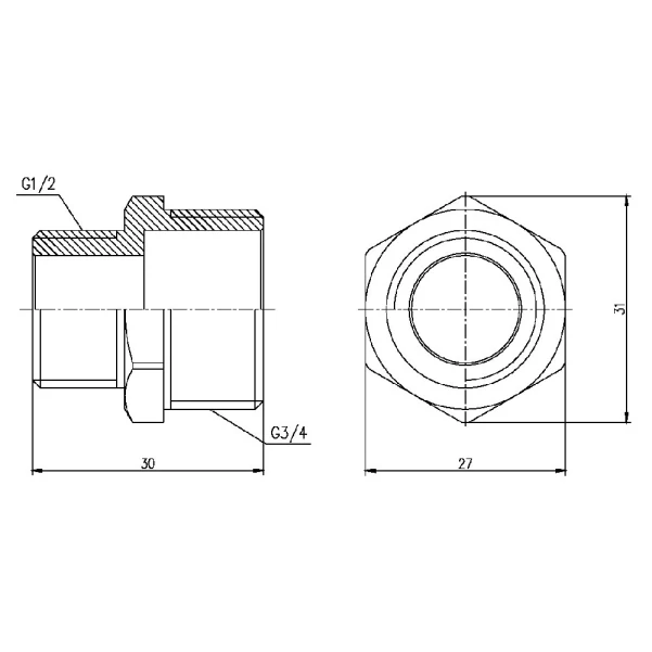 Ніпель редукційний Thermo Alliance Forte 1/2"х3/4" SF3592015 - 1 фото