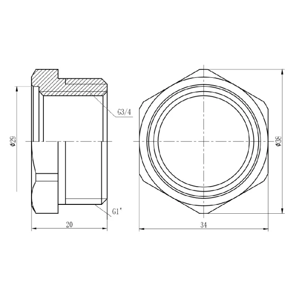 Футорка Thermo Alliance Forte 1"х3/4" ЗВ SF3742520 - 1 фото
