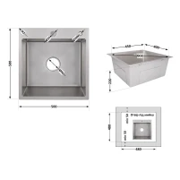 Мийка для кухні інтегрована Lidz Handmade H5050G Brushed Grey PVD 3,0/1,0 мм - 1 фото