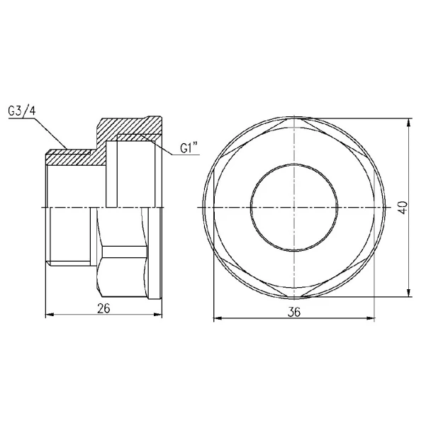 Перехід Thermo Alliance Forte 1"х3/4" ВЗ SF3602520 - 1 фото