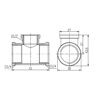Трійник латунний 3/4"х1/2"х3/4" SD FORTE - 1 фото