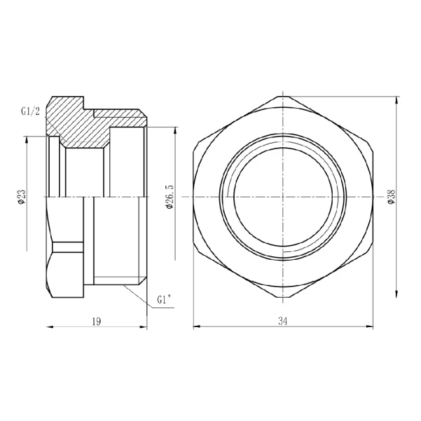 Футорка латунна 1" x 1/2" SD FORTE - 1 фото