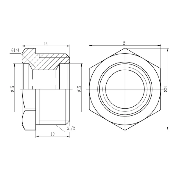 Футорка латунна 1/2" х 1/4" SD FORTE - 1 фото