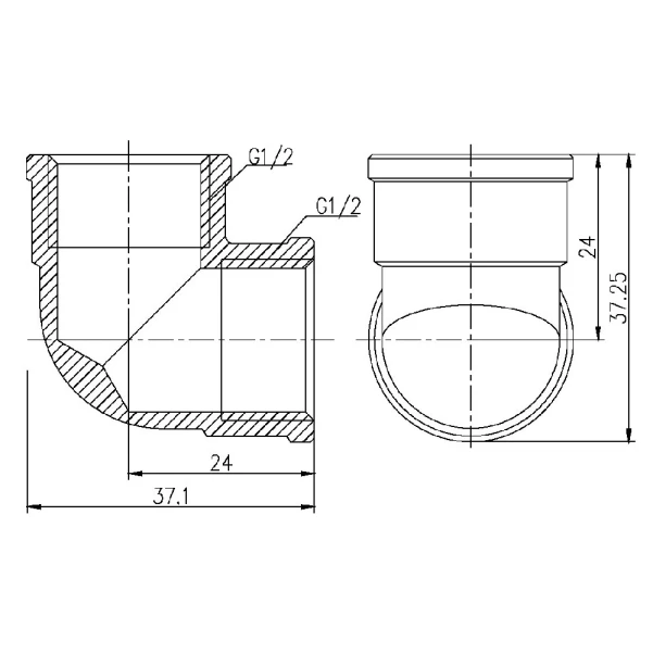 Коліно латунне 1/2"вв SD FORTE - 1 фото