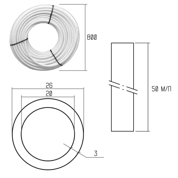 Труба PE-AL-PERT Icma 26х3 мм, 50 м №P199 - 1 фото