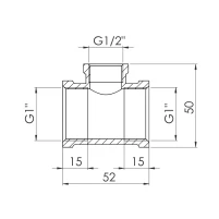 Трійник латунний 1"х1/2"х1" SD Forte - 1 фото