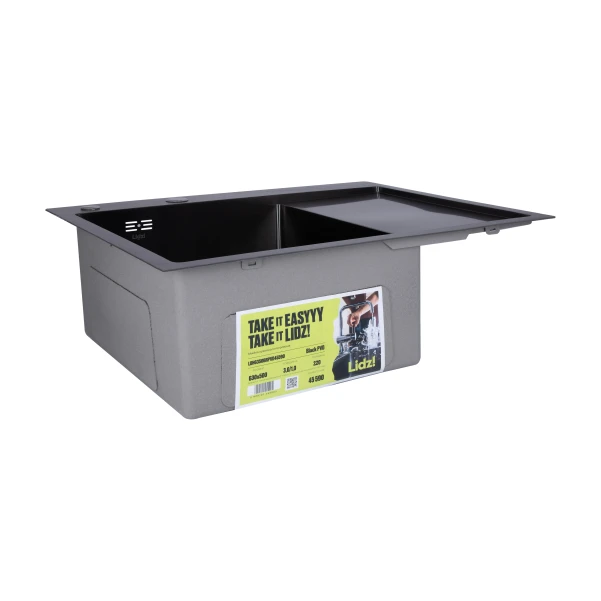 Мийка для кухні інтегрована Lidz Handmade H6350BR крило праворуч (LDH6350BRPVD45590) Brushed Black PVD 3,0/1,0 мм - 4 фото