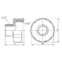 Перехід латунний 1/4"з х 1/2"в SD FORTE - 1 фото