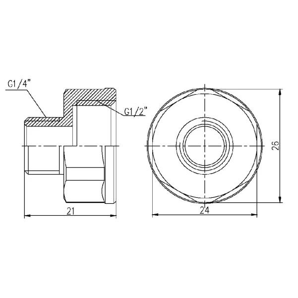 Перехід латунний 1/4"з х 1/2"в SD FORTE - 1 фото