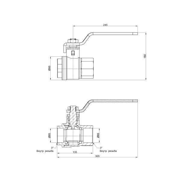 Кран кульовий Thermo Alliance Base 3" ВР для води (важіль) SD600W76 - 1 фото