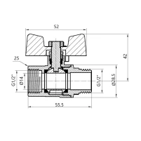 Кран шаровой SD Plus 1/2" ВН для газа (бабочка) SD607G15 - 1 фото