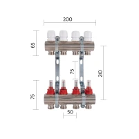 Колектор з витратомірами Thermo Alliance Standart 1" 4 виходи SD235W4 - 1 фото