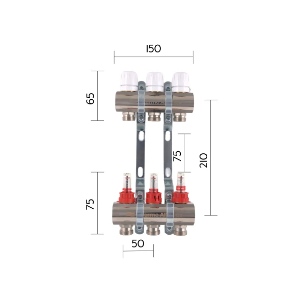 Коллектор с расходомерами Thermo Alliance Standart 1" 3 выхода SD235W3 - 1 фото