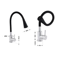 Змішувач для кухні Lidz Aria 015F31 з гнучким виливом (k35) LDARI015F31BNK31872 Black / Nickel - 1 фото