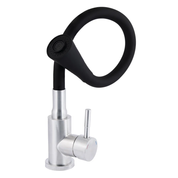 Змішувач для кухні Lidz Aria 015F31 з гнучким виливом (k35) LDARI015F31BNK31872 Black / Nickel - 2 фото