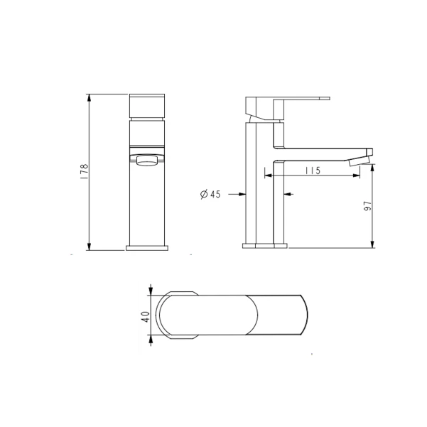 Змішувач для раковини Lidz Luna 001F (k35) LDLUN001FNKS46094 Nickel - 1 фото