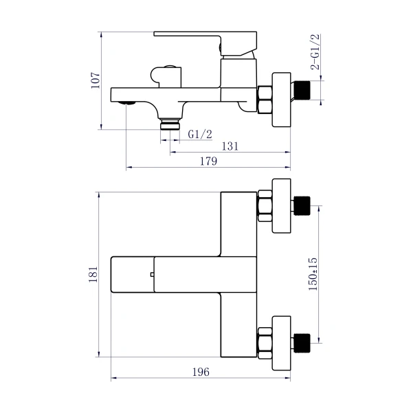 Змішувач для ванни Gemini QTGEM259BLM45682 Black Matt Qtap - 1 фото
