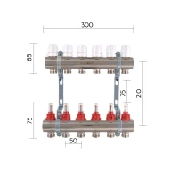 Колектор з витратомірами Thermo Alliance Standart 1" 6 виходів SD235W6 - 1 фото