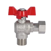 Кран шаровой с накидной гайкой SD Forte 1/2" ВН для воды угловой SF224W15 - 2 фото