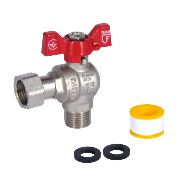 Кран шаровой с накидной гайкой SD Forte 1/2" ВН для воды угловой SF224W15 - 4 фото