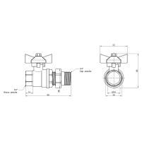 Кран кульовий "Американка" Thermo Alliance Standart прямий 3/4" ВЗ SD220W20 - 1 фото