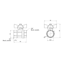 Кран кульовий Thermo Alliance Base 3/4" ВР для води (метелик) SD602W20 - 1 фото