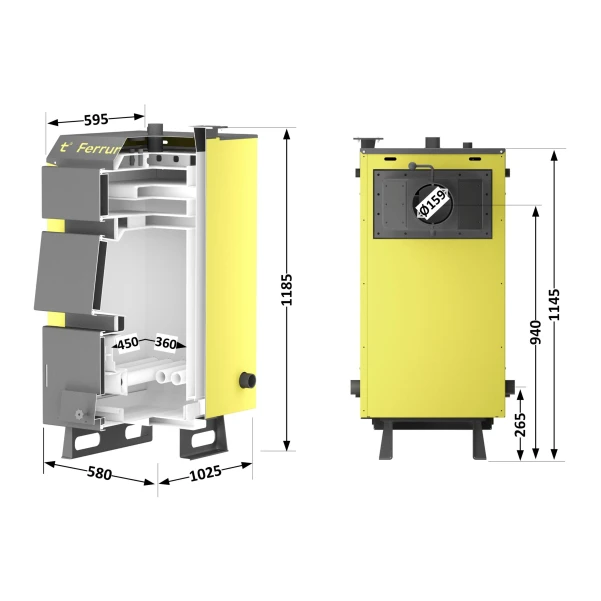 Котел твердопаливний сталевий Thermo Alliance Ferrum W V 5.0 FW 18 - 1 фото